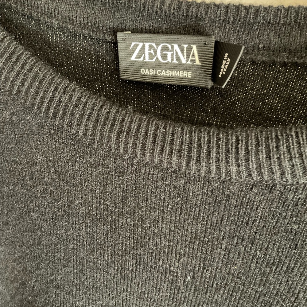 Zegna Men's Black Cashmere Oasi Collection Crewneck Sweater